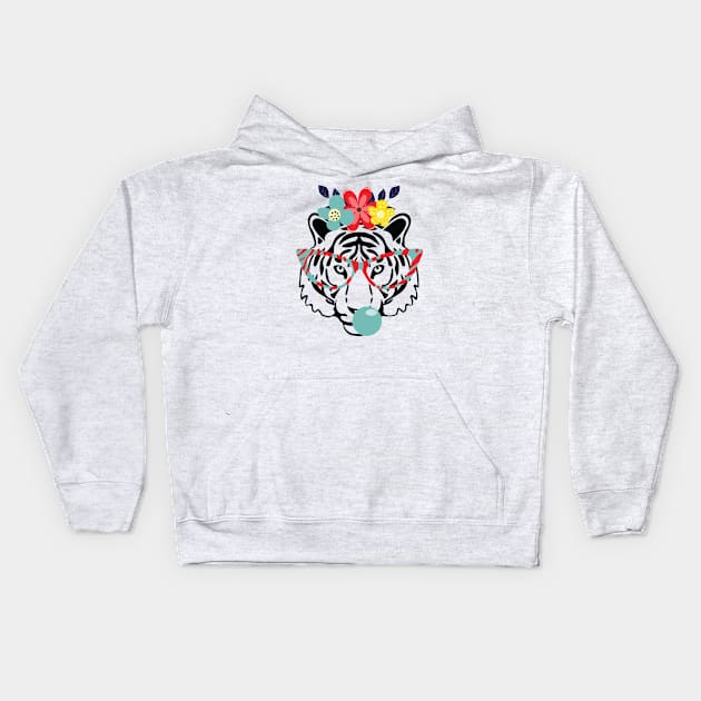 Hello tiger Kids Hoodie by grafart